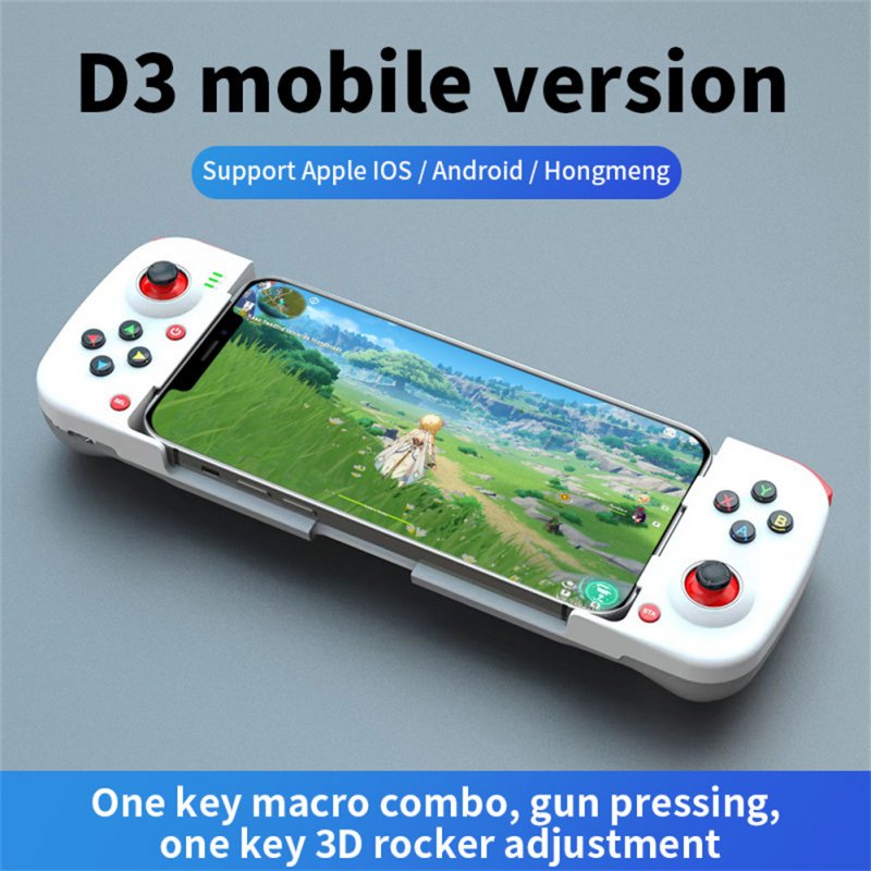 Stretch Wireless Gamepad Joystick Compatible For Ios/android Phone 3d Retractable Bluetooth-compatible Handle Gaming Controller White