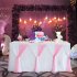 Stripe Style Table Skirt for Round Rectangle Table Baby Showers Birthday Party Wedding Decor White pink L9 ft  H30in