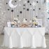Stripe Style Table Skirt for Round Rectangle Table Baby Showers Birthday Party Wedding Decor White blue L14 ft  H30in