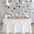 Stripe Style Table Skirt for Round Rectangle Table Baby Showers Birthday Party Wedding Decor White blue L14 ft  H30in