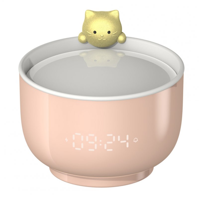 Student Alarm  Clock Sound-activated Led Light Time Display Children Cartoon Cat Alarm Clock Pink