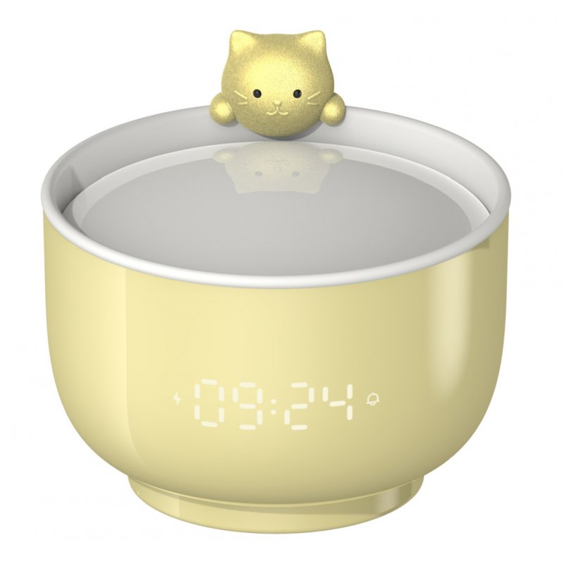 Student Alarm  Clock Sound-activated Led Light Time Display Children Cartoon Cat Alarm Clock yellow