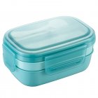 Student Bento Lunch Box With Cutlery 1900ml Large Capacity Microwave Freezer Dishwasher Safe Leak-Proof Food Box light blue