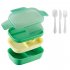 Student Bento Lunch Box With Cutlery 1900ml Large Capacity Microwave Freezer Dishwasher Safe Leak Proof Food Box green