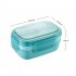Student Bento Lunch Box With Cutlery 1900ml Large Capacity Microwave Freezer Dishwasher Safe Leak Proof Food Box green