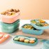 Student Bento Lunch Box With Cutlery 1900ml Large Capacity Microwave Freezer Dishwasher Safe Leak Proof Food Box green
