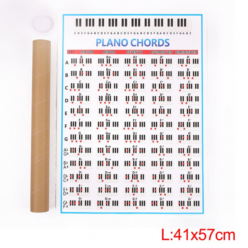 Student Piano Chord Practice Chart Beginner Learning Fingering Poster Teachers Music Lessons Teaching Guide Chart L; 41*57cm_Paper tube packaged