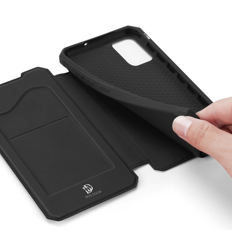 For Samsung A71 Magnetic Protective Case Bracket with Card Slot Leather Mobile Phone Cover 