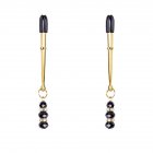 Stylish Black Glass Beads Nipple Clamps Bondage Breast Clips Sex Toys for Couples Gold