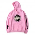 Stylish Casual Cartoon Pattern Printing Billie Eilish Hoodie Sweatshirt for Men Women  A pink XXL