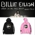 Stylish Casual Cartoon Pattern Printing Billie Eilish Hoodie Sweatshirt for Men Women  A pink XXL
