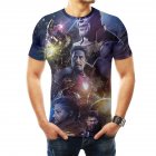 Stylish Cool Avengers Endgame 4 3D Movie Poster Digital Printing Round Neck Loose Short Sleeve T-shirt
