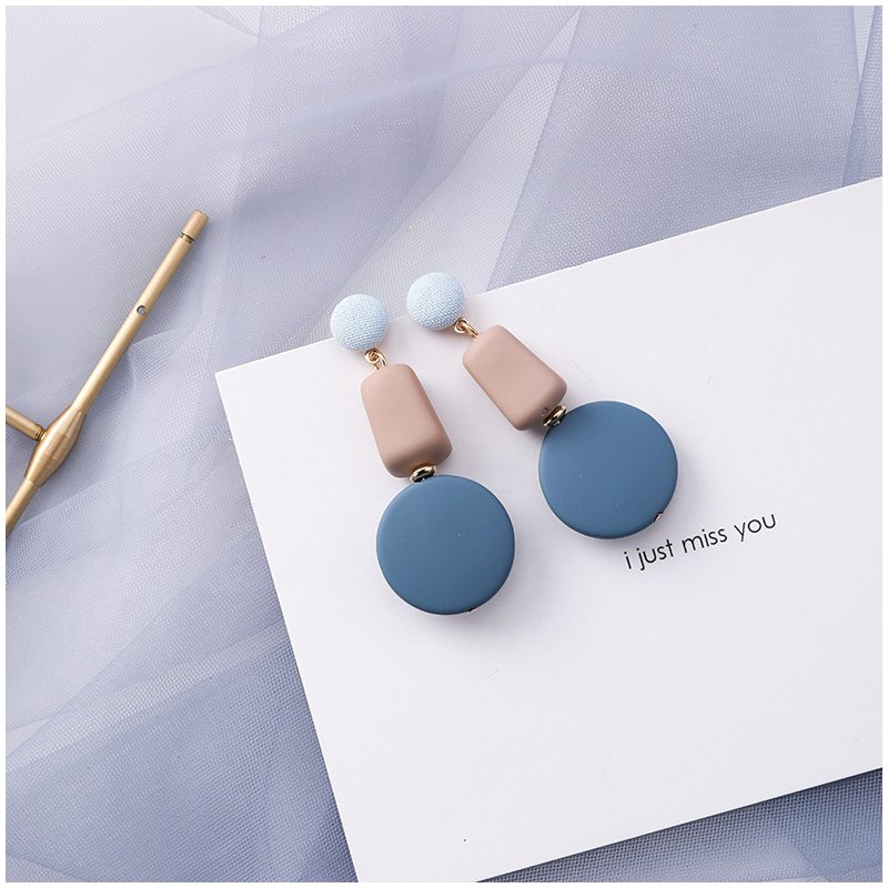 Stylish Earrings Blue and Gray Series Geometric Long Earrings Gifts for Woman 9#10073B
