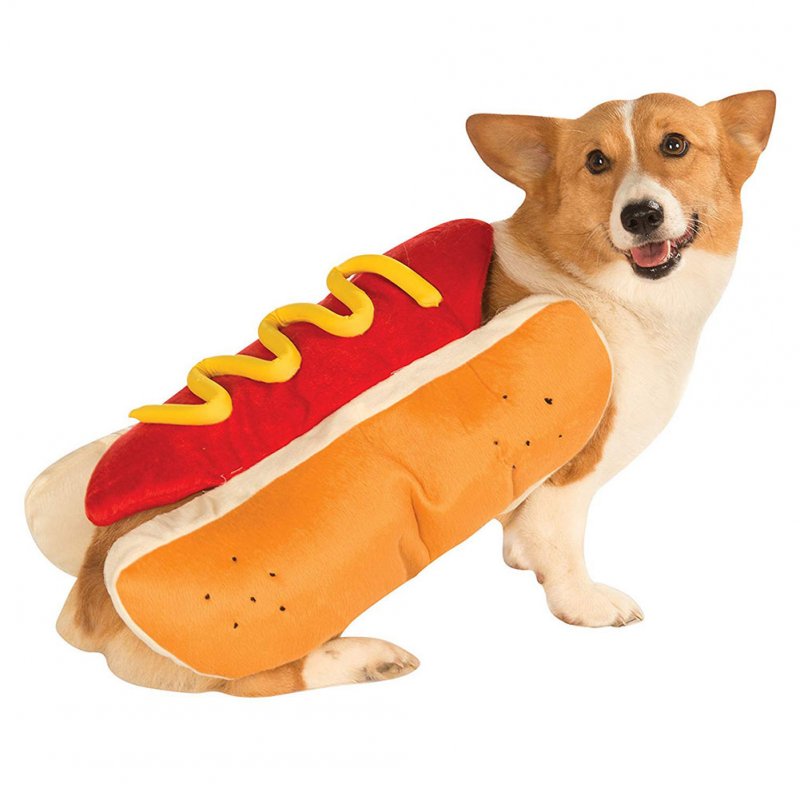 Stylish Hotdog Shape Pet Costume Fall and Winter Dog Cat Coat Warm Outfit for Pets Supplies yellow_S