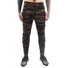 Stylish Men Camouflage Sports Trousers with Zipper Leg Opening Elastic Band Waist Long Pants Gift Green Camo L