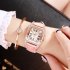 Stylish Simple Roman Style Digital Diamond Ladies Leather Strap Quartz Watch
