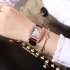 Stylish Simple Roman Style Digital Diamond Ladies Leather Strap Quartz Watch