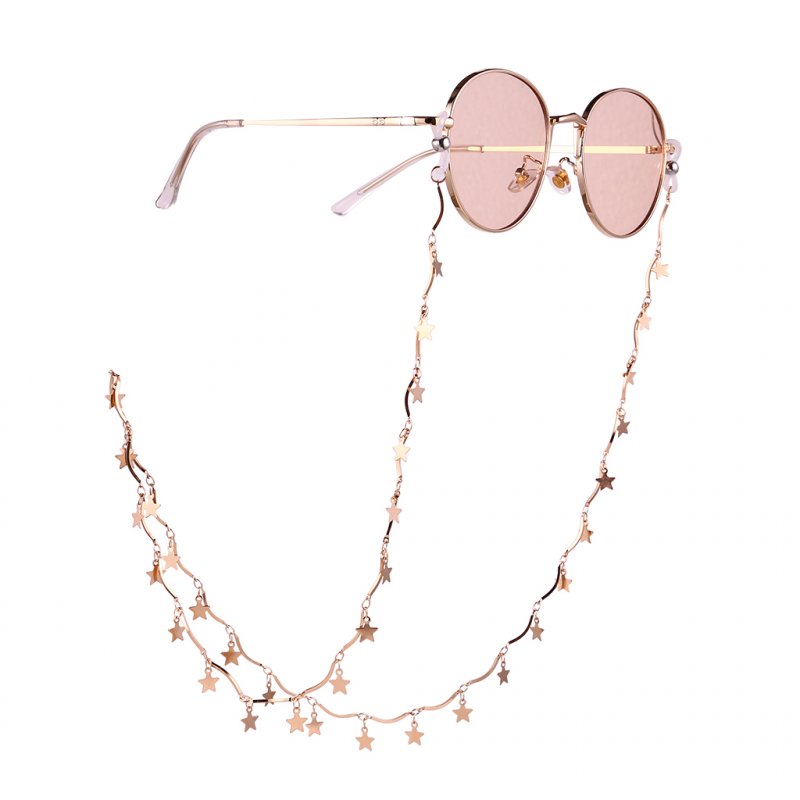 Stylish Stars Glasses Chain Hanging Neck Anti-falling Sunglasses Eyeglass Cord Necklace Gold