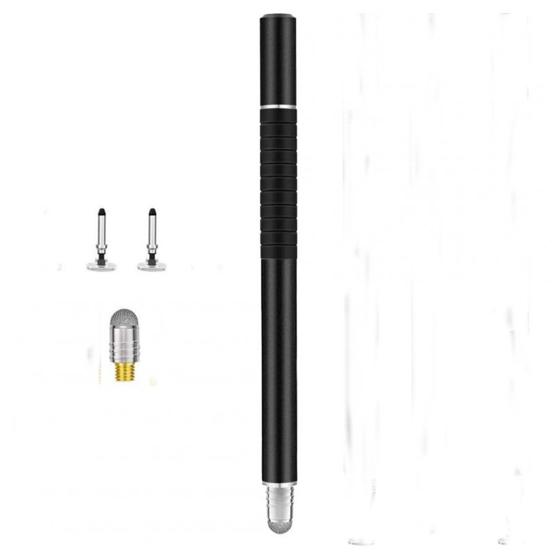 Stylus Pen Capacitive Touch Screen High Accuracy Active Stylus Pen +Rubber Nib+Fiber Nib black