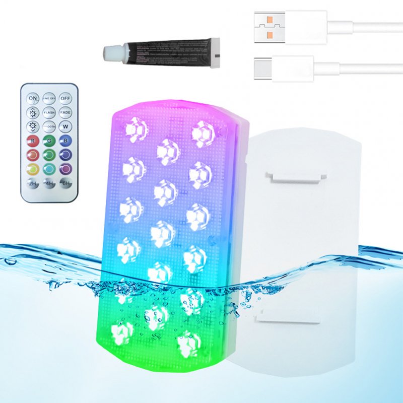 Submersible LED Lights With Remote Control, 10LED Battery Powered Magnetic Snap On Type Pool Lights, IP68 Waterproof Rechargeable Hot Tub Light For Pool Aquarium Pond 1 pack