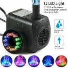 Submersible Water Pump With 12 Led 16w Lights Detachable For Fountain Swimming Pool Aquariums Fish Tank Spond