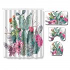 Succulent Plants Pattern Shower Curtain   Floor Mat  Toilet Seat Cover  Foot Pad Set 180 180 shower curtain  45 75 three piece floor mat set