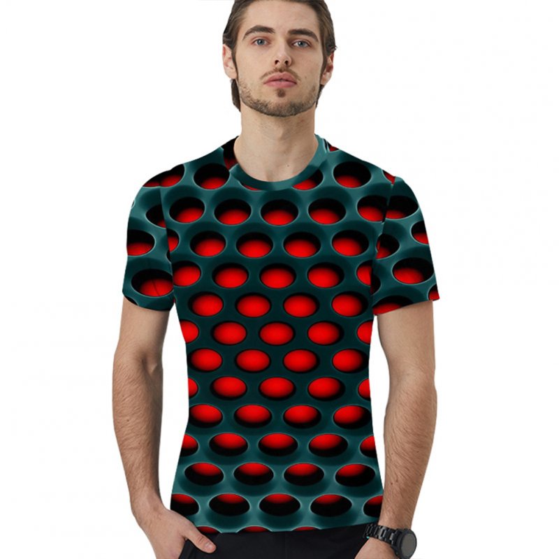 Summer 3D Honeycomb Digital Printing Loose Short Sleeve T-Shirt for Couples Honeycomb T_XL