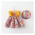 Summer Baby Girls Sling Dress With Hat Cute Floral Printing Pleated Princess Dress For Kids Aged 1 3 yellow CM 80