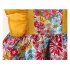 Summer Baby Girls Sling Dress With Hat Cute Floral Printing Pleated Princess Dress For Kids Aged 1 3 yellow CM 80