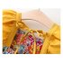 Summer Baby Girls Sling Dress With Hat Cute Floral Printing Pleated Princess Dress For Kids Aged 1 3 yellow CM 73