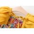 Summer Baby Girls Sling Dress With Hat Cute Floral Printing Pleated Princess Dress For Kids Aged 1 3 yellow CM 73