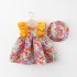 Summer Baby Girls Sling Dress With Hat Cute Floral Printing Pleated Princess Dress For Kids Aged 1 3 yellow CM 80