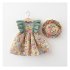 Summer Baby Girls Sling Dress With Hat Cute Floral Printing Pleated Princess Dress For Kids Aged 1 3 yellow CM 100