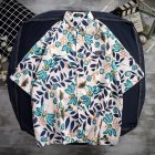 Summer Beach Floral Shirt For Men Short Sleeves Thin Lapel Cardigan Tops Trendy Retro Hawaiian Loose Shirt SY056 green M