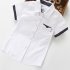 Summer Boys Short Sleeves Shirts Polka Dot Printing Casual Lapel Button Down Cotton Tops Polka Dot Short Sleeve   White HEIGHT 160cm