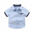 Summer Boys Short Sleeves Shirts Polka Dot Printing Casual Lapel Button Down Cotton Tops Polka Dot Short Sleeve   Pink HEIGHT 130cm