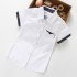 Summer Boys Short Sleeves Shirts Polka Dot Printing Casual Lapel Button Down Cotton Tops Polka Dot Short Sleeve   Blue HEIGHT 110cm