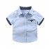 Summer Boys Short Sleeves Shirts Polka Dot Printing Casual Lapel Button Down Cotton Tops Polka Dot Short Sleeve   White HEIGHT 100cm
