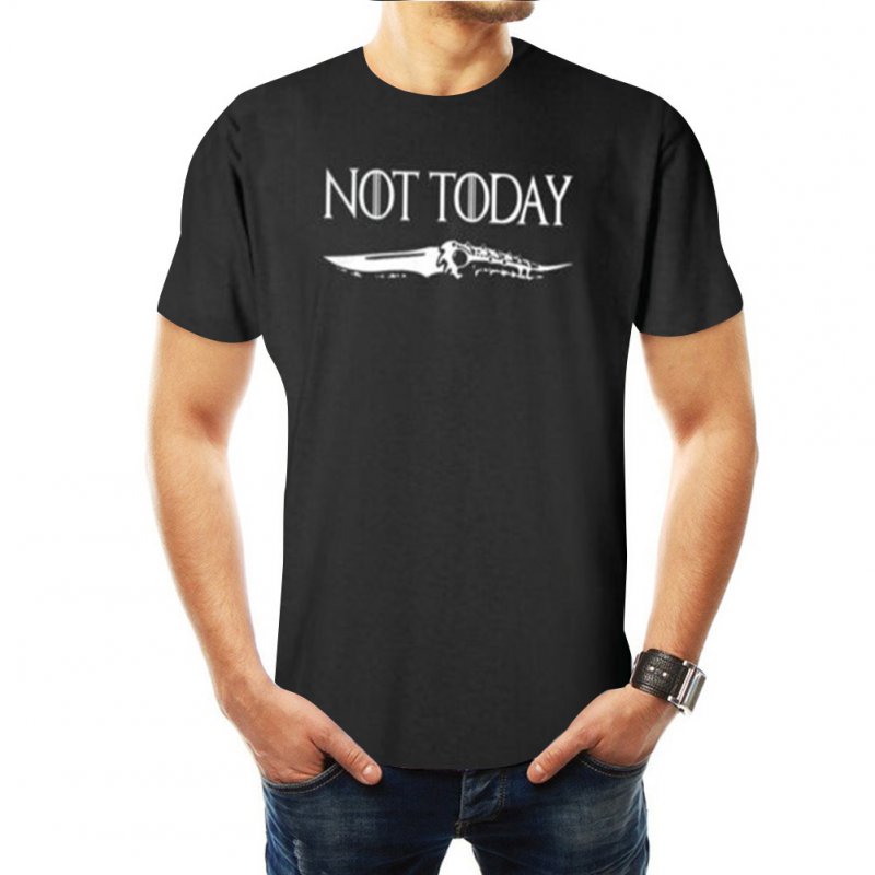 Summer Casual Game of Thrones Not Today Arya Stark Short Sleeve T-shirt for Women Men Black C_XXL