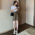 Summer Casual Shorts With Pockets For Women Fashion High Waist Loose Wide leg Pants grey M