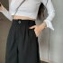 Summer Casual Shorts With Pockets For Women Fashion High Waist Loose Wide leg Pants grey M