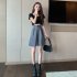Summer Casual Shorts With Pockets For Women Fashion High Waist Loose Wide leg Pants grey M