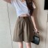 Summer Casual Shorts With Pockets For Women Fashion High Waist Loose Wide leg Pants grey 4XL