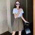 Summer Casual Shorts With Pockets For Women Fashion High Waist Loose Wide leg Pants grey 4XL