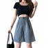 Summer Casual Shorts With Pockets For Women Fashion High Waist Loose Wide leg Pants grey 4XL