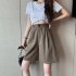 Summer Casual Shorts With Pockets For Women Fashion High Waist Loose Wide leg Pants grey 4XL