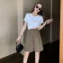 Summer Casual Shorts With Pockets For Women Fashion High Waist Loose Wide leg Pants grey 4XL