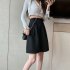 Summer Casual Shorts With Pockets For Women Fashion High Waist Loose Wide leg Pants black L