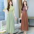 Summer Cheongsam Dress For Women Retro Stand Collar Midi Skirt Large Size Large Swing Dress p02 camel M
