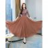 Summer Cheongsam Dress For Women Retro Stand Collar Midi Skirt Large Size Large Swing Dress p02 camel M